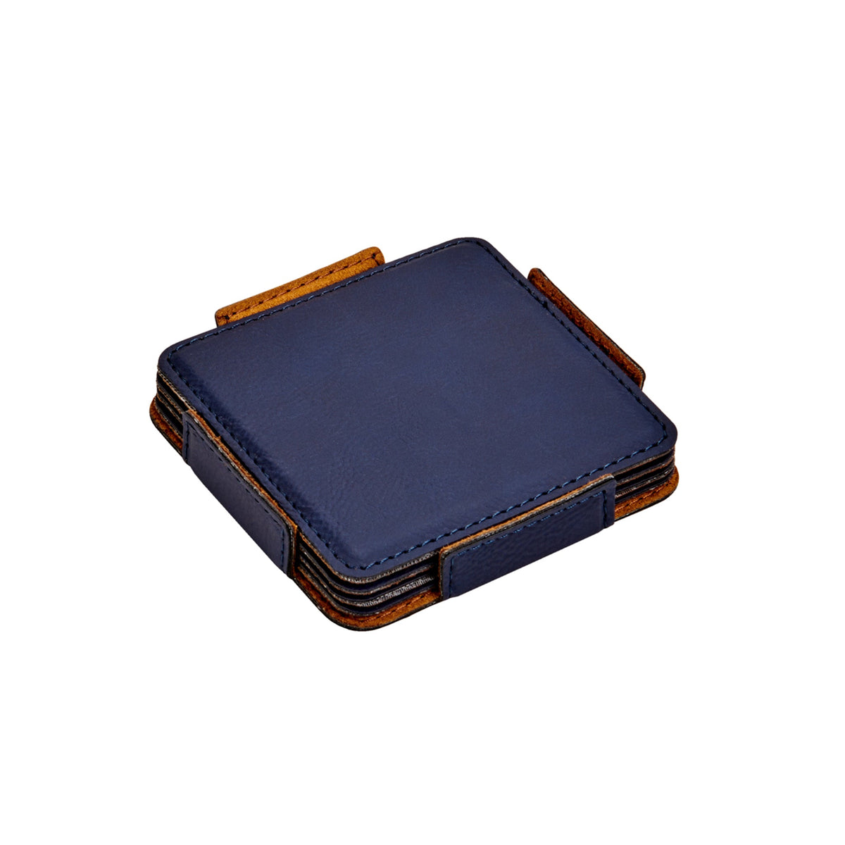 Set Of 4 Leatherette Coasters - Navy