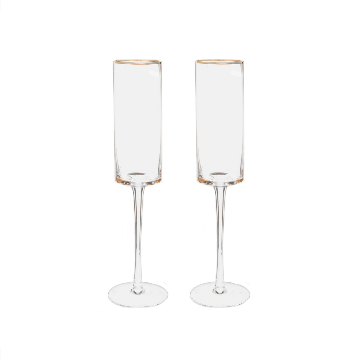 Gold-Rim Champagne Flutes Set - 8 oz
