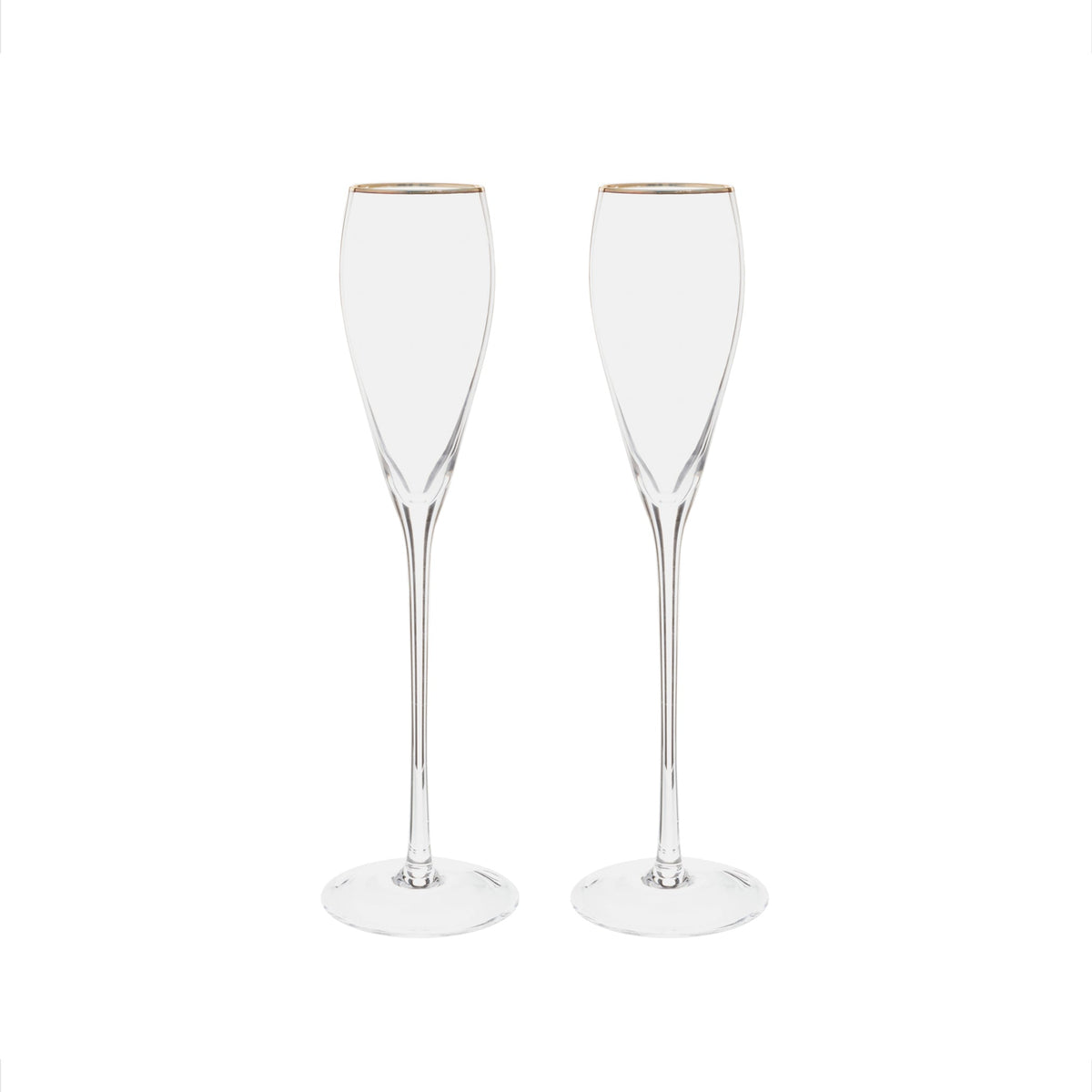 Gold-Rim Tapered Champagne Flutes Set - 8 oz