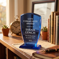 Large Cobalt Shield Trophy, 8.5