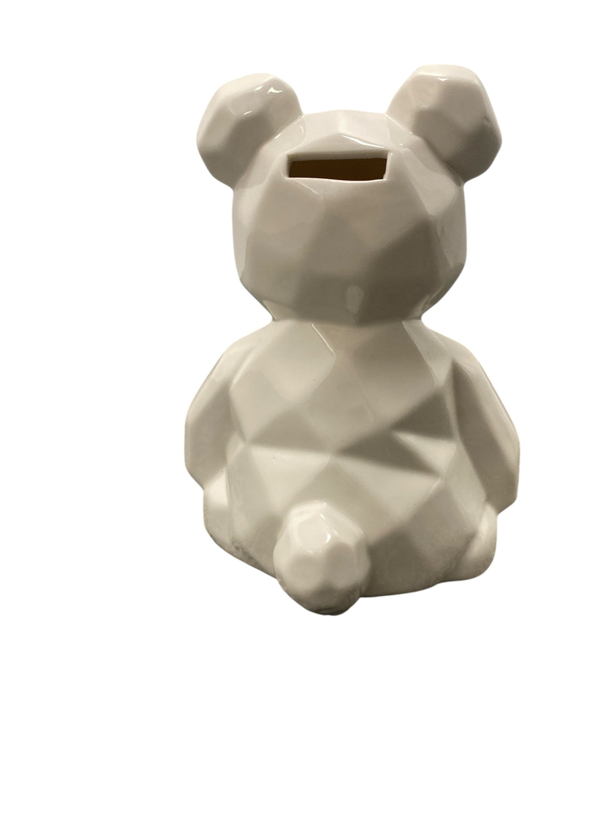 Ceramic Teddy Bear Bank - White