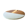 White Marble and Acacia Wood Round Board - 12