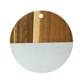 White Marble and Acacia Wood Round Board - 12