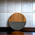 Black Marble and Acacia Wood Round Board - 12