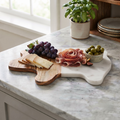 White Marble and Acacia Wood Pig Board