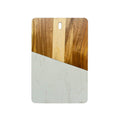 White Marble and Acacia Wood Rectangular Diagonal Board