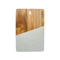 White Marble and Acacia Wood Rectangular Diagonal Board