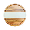 White Marble Stripe and Acacia Wood Round Board - 11