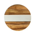 White Marble Stripe and Acacia Wood Round Board - 11