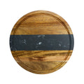 Black Marble Stripe and Acacia Wood Round Board - 11