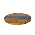 Black Marble Stripe and Acacia Wood Round Board - 11