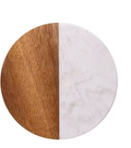 Set Of 4 White Marble and Acacia Wood 4