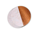 Set Of 4 White Marble and Acacia Wood 4