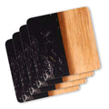Set Of 4 Black Marble and Acacia Wood 4