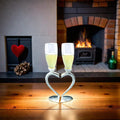 Toasting Goblets With Heart Shaped Separating Base & Stem