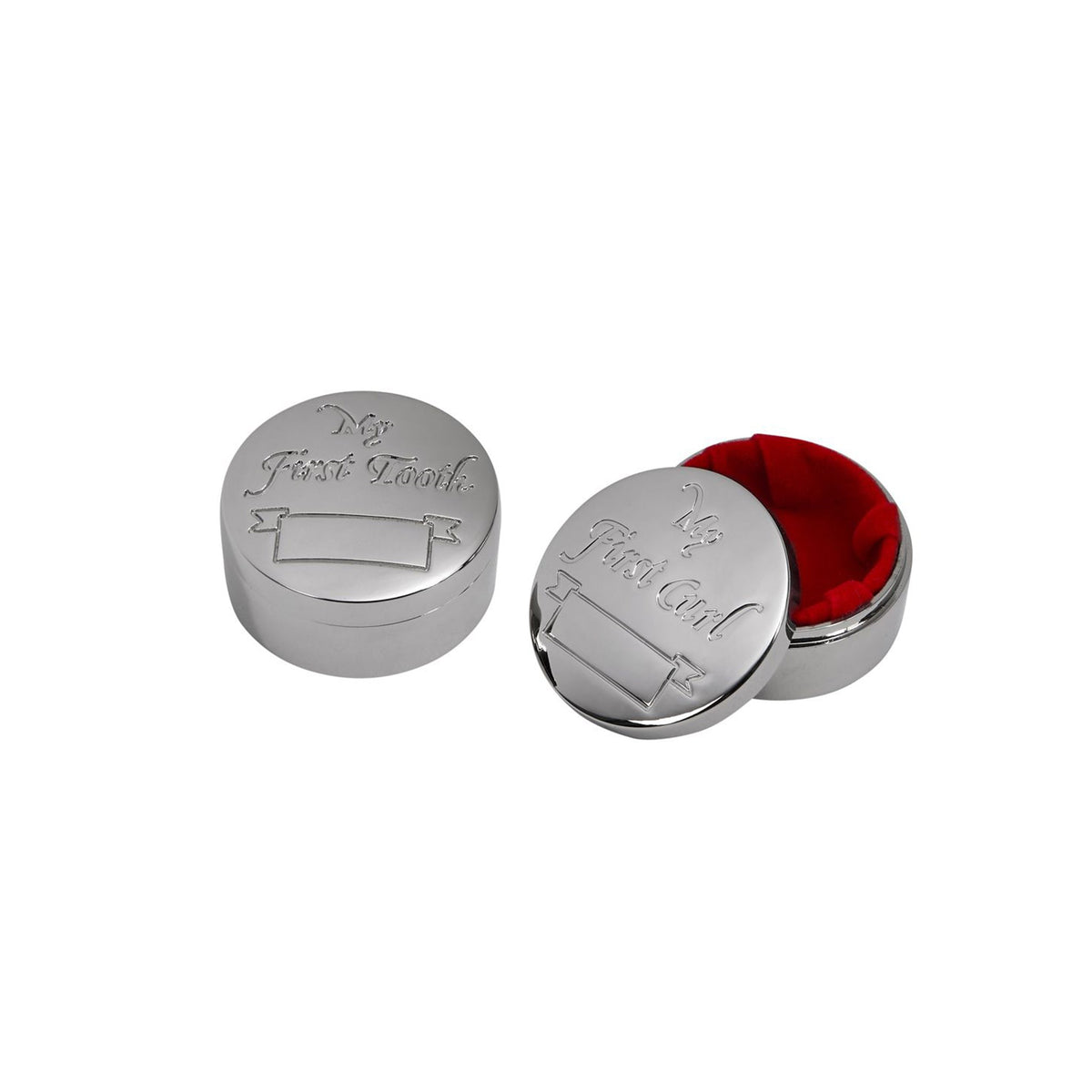 First Tooth & First Curl Round Silver Box Set