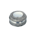 Silverplated Round Antique-Style Box with Beaded Detail, 3