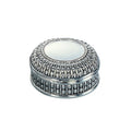 Silverplated Round Antique-Style Box with Beaded Detail, 4.5