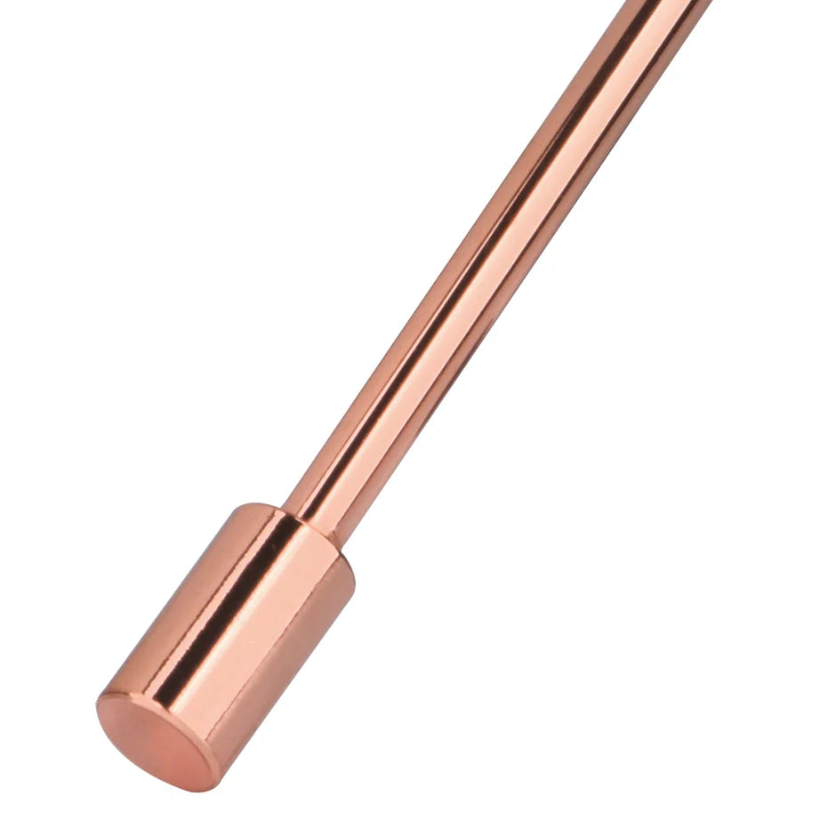 Close-up of copper bar spoon handle