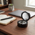 Black Round Wood Box with Compass