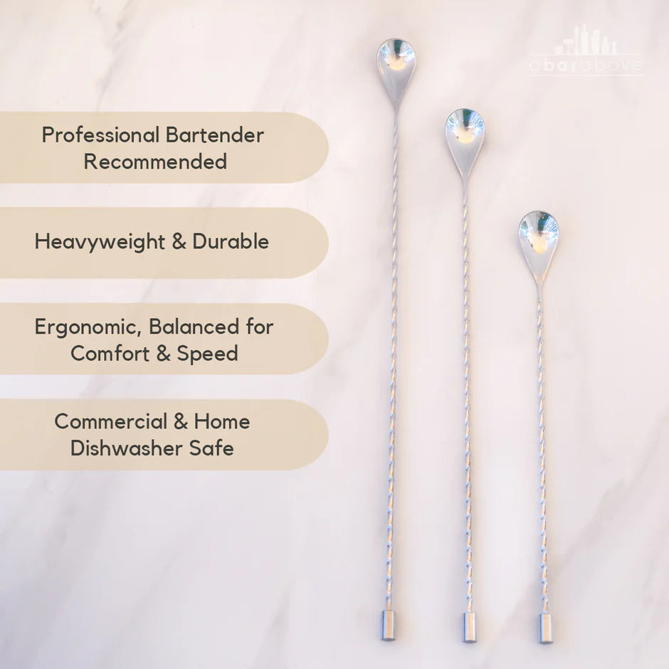 Stainless Steel Long Bar Spoons  12", 15", & 17"