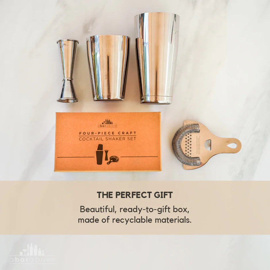 Stainless Steel Cocktail Shaker Set (4-Piece) made of recyclable  materials