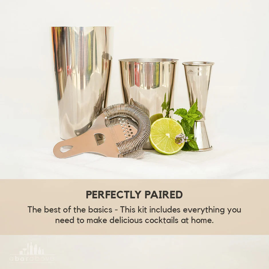 Silver Cocktail Shaker Set (4-Piece)