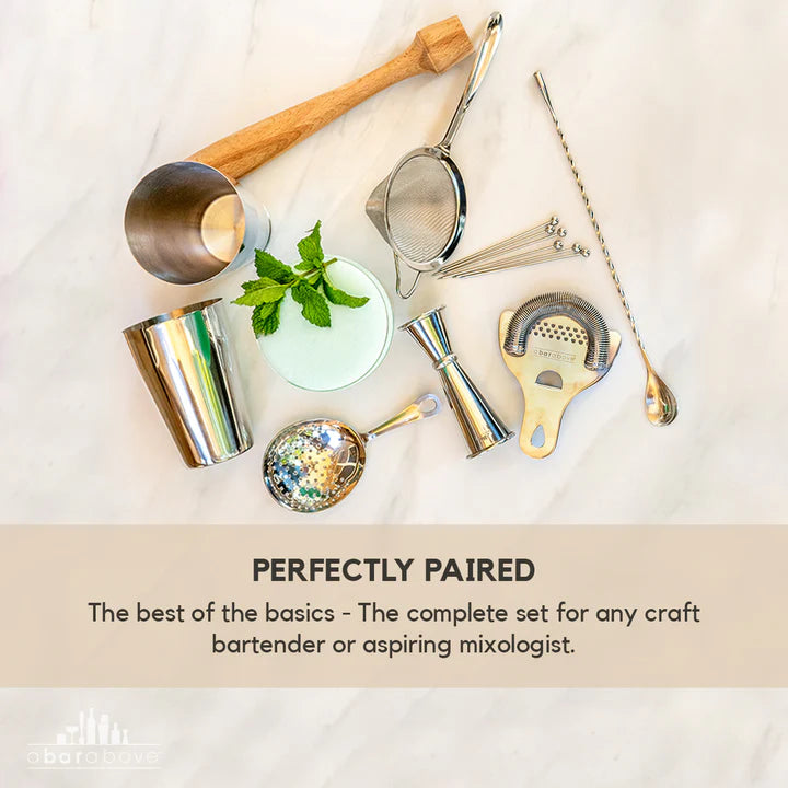 Polished Antique Copper Mixologist Bar Set (14-Piece)