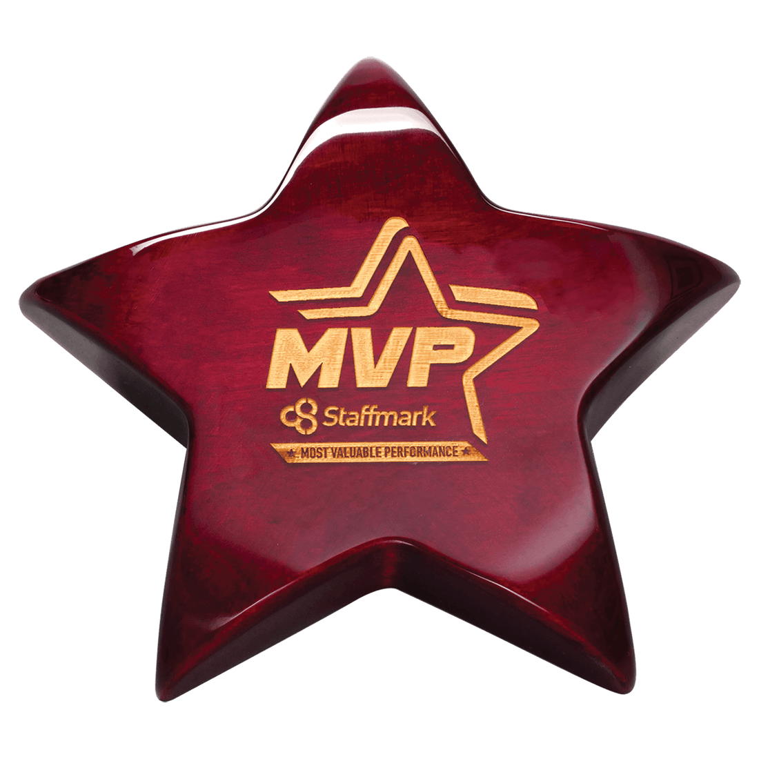 5 3/8" x 5 3/8" Rosewood Piano Finish Star Paperweight with Felt Bottom