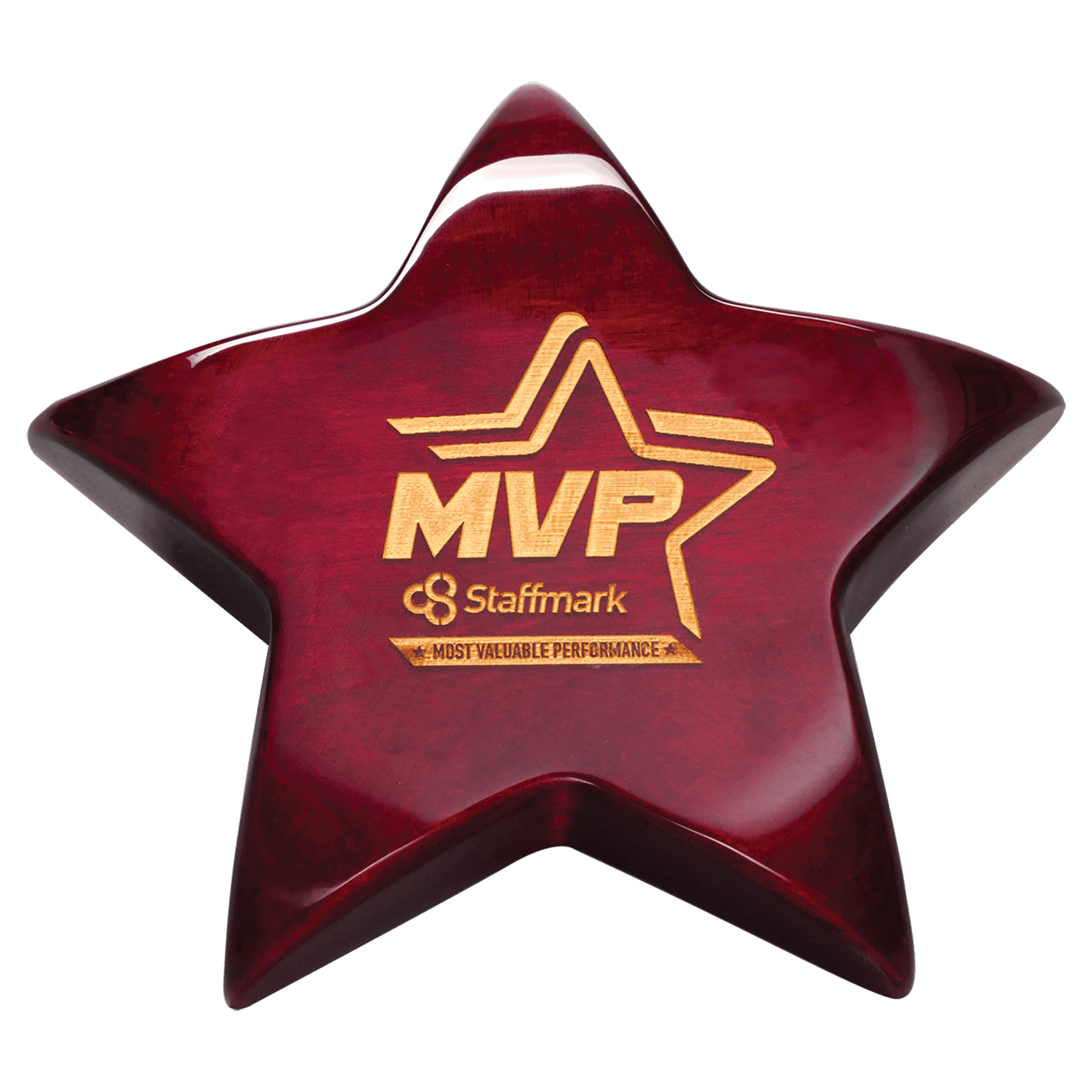 5 3/8" x 5 3/8" Rosewood Piano Finish Star Paperweight with Felt Bottom