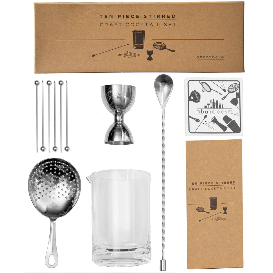 Stainless Steel 10-Piece Stirred Craft Cocktail Set with gift box