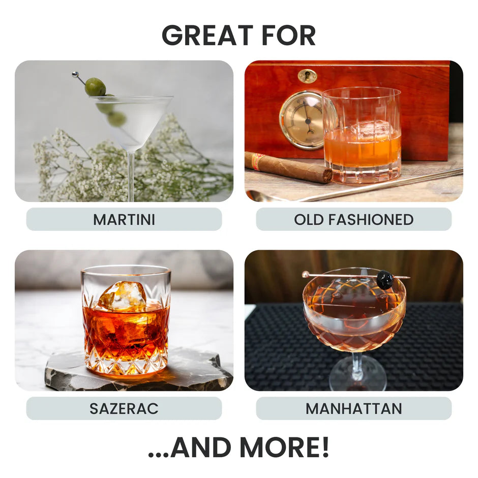Four cocktails with garnish ideas