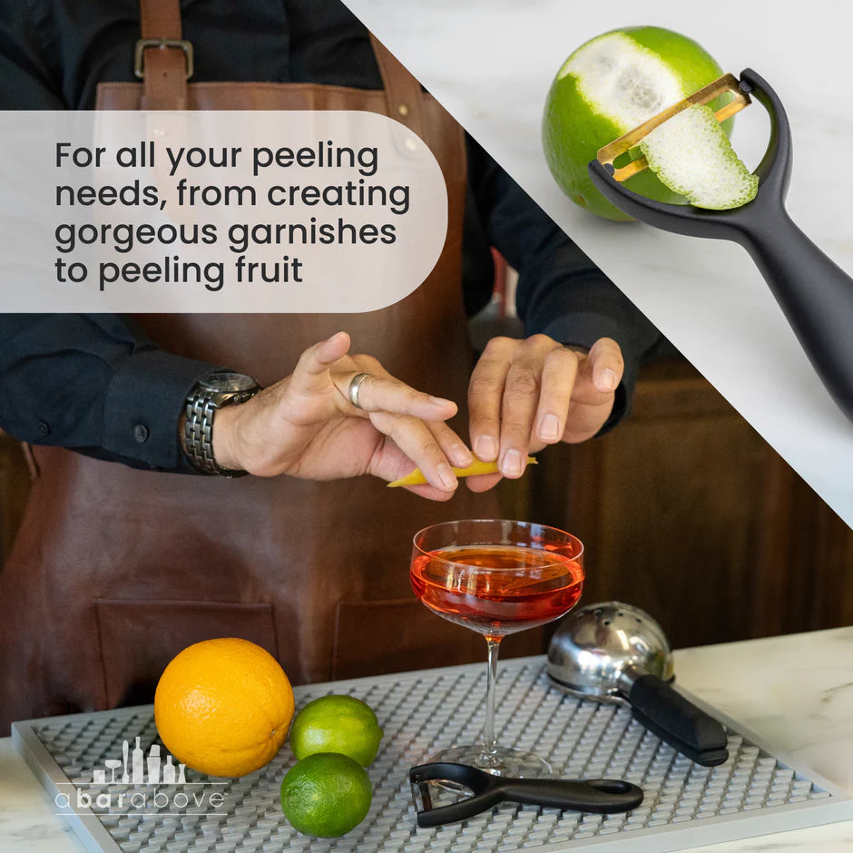 Compact citrus peeler designed for bartenders