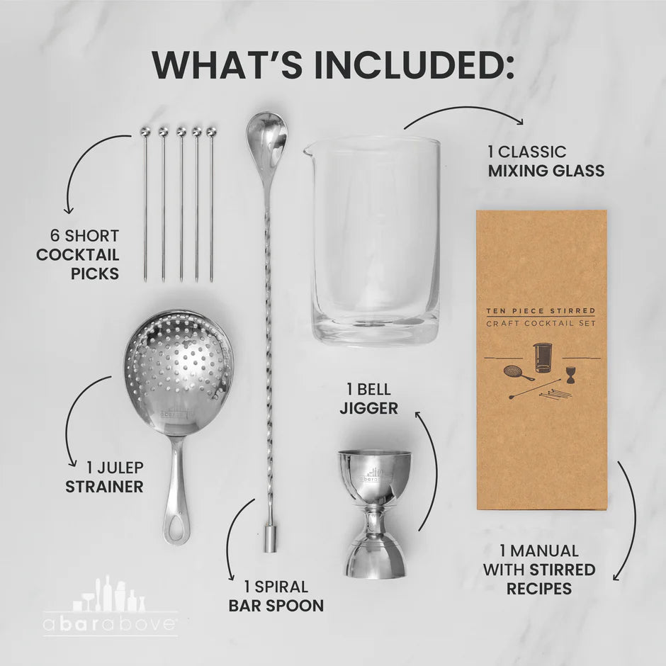 Silver 10-Piece Stirred Craft Cocktail Set