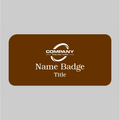 3X1.5 Brown on White Name Tag Pin Back