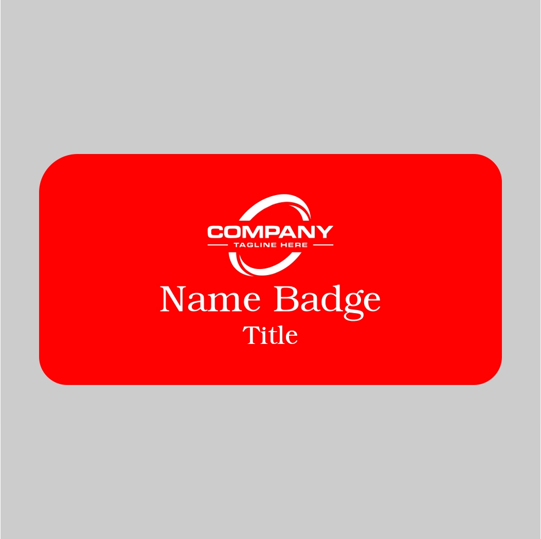 3X1.5 Red on White Name Tag Pin Back | EngraveIt USA