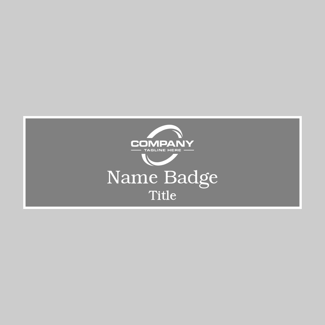 3x1 Grey on White Name Tag Pin Back