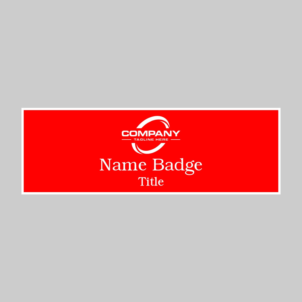 3x1 Red on White Name Tag Pin Back | EngraveIt USA