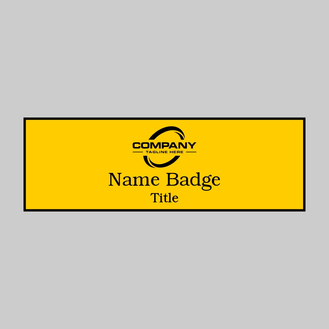 3x1 Yellow on Black Name Tag Double Post Back