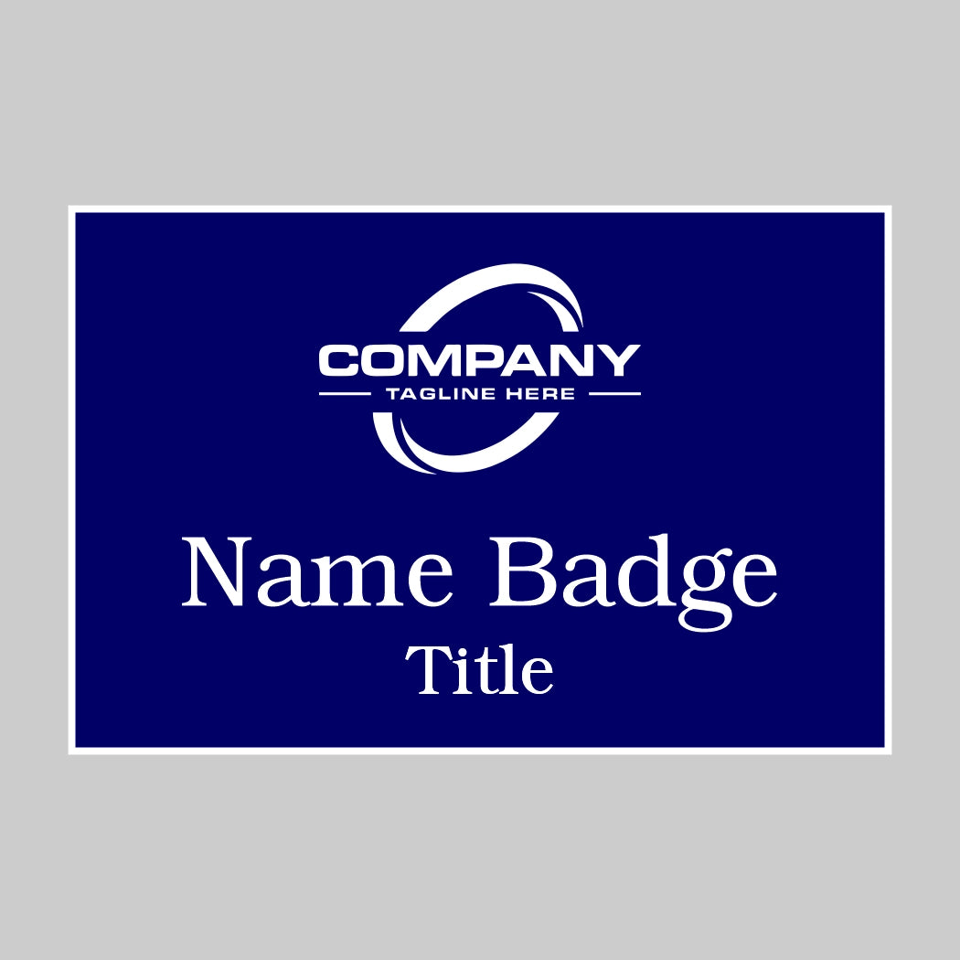 3X2 Navy on White Name Tag Double Post Back