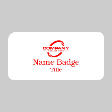 3X1.5 White on Red Name Tag Pin Back