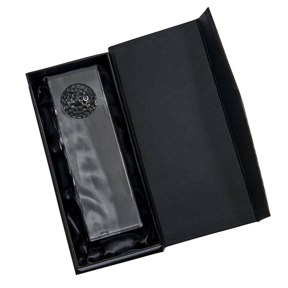 Optic Crystal Golf Ball Obelisk, 6.75"