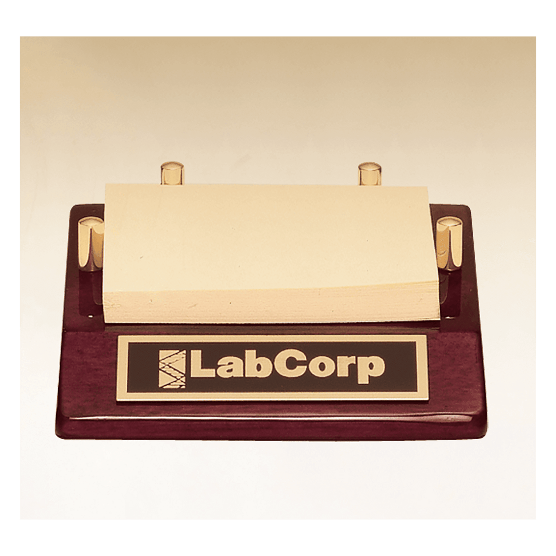 4 1/2" x 3 7/8" Rosewood Piano Finish Post-It Note Holder with Black Plate