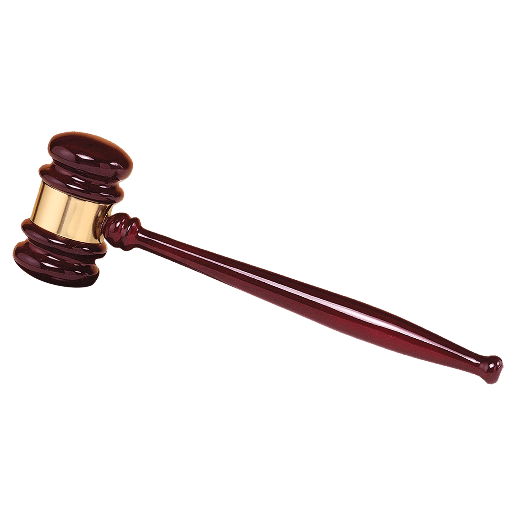 10" Rosewood Piano Finish Gavel with a Gold Gavel Band