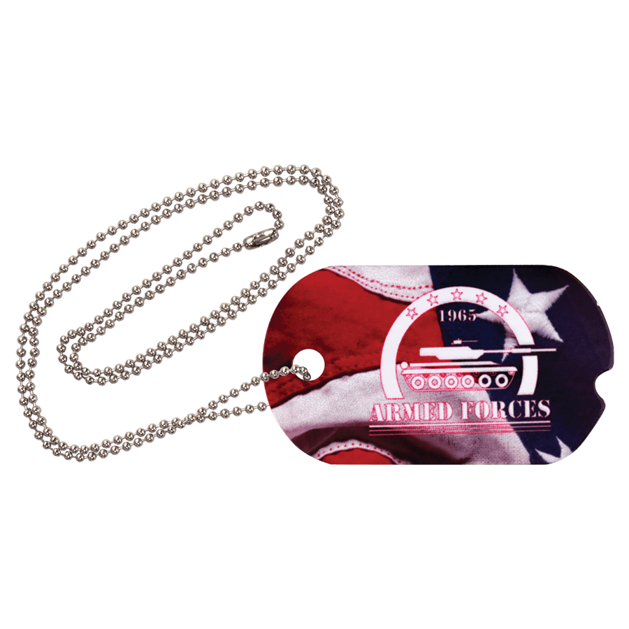 Gloss 2-Sided Aluminum Dog Tag with Chain