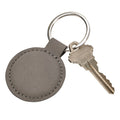 Leatherette Round Keychain, Grey 1.875