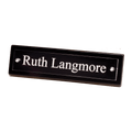 Black Piano Finish Nameplate with Acrylic Engraving Plate, Two Silver 9 1/4