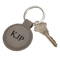 Leatherette Round Keychain, Grey 1.875