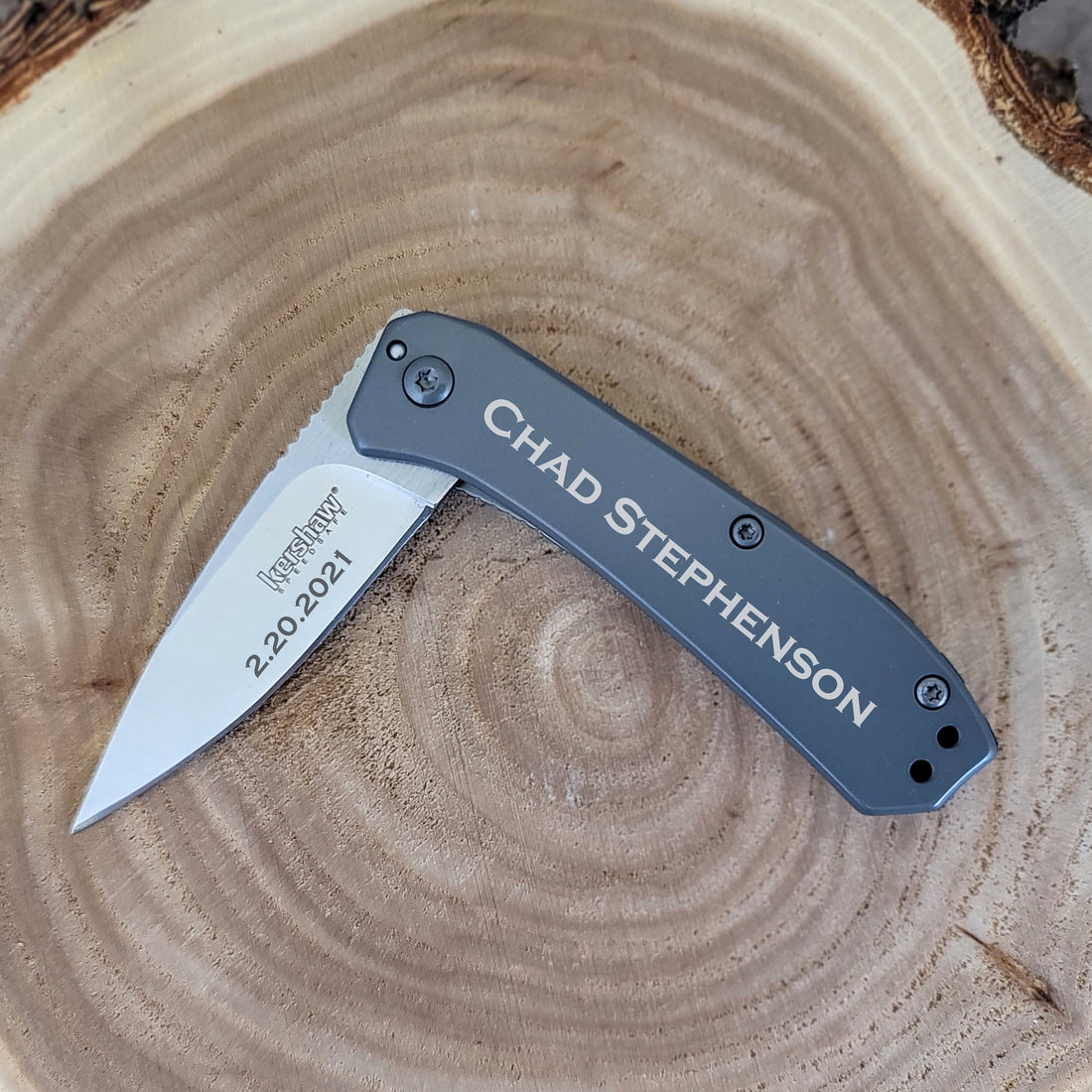 Engraved Kershaw Amplitude 2.5 Pocket Knife