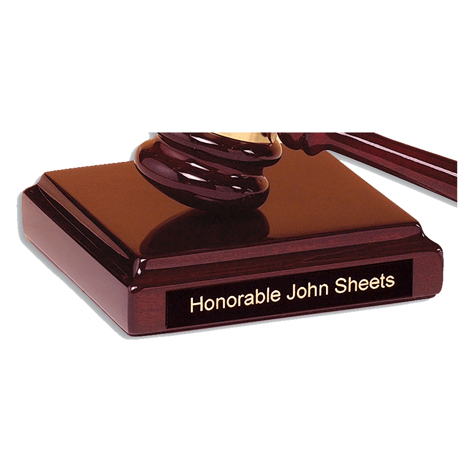 4 1/2" x 4 1/2" Rosewood Piano Finish Sounding Block with Black Plate for Personalization (Gavel Sold Separately)